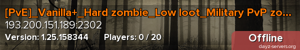 [PvE]_Vanilla+_Hard zombie_Low loot_Military PvP zones_Cars