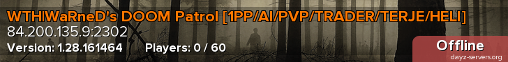 WTH|WaRneD's DOOM Patrol [1PP/AI/PVP/TRADER/TERJE/HELI]