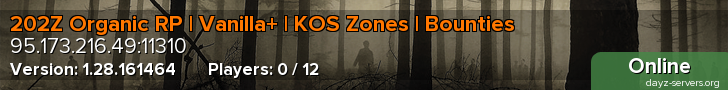 202Z Organic RP | Vanilla+ | KOS Zones | Bounties
