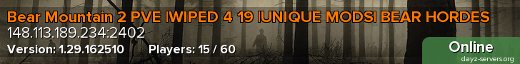 Bear Mountain 2 PVE |WIPED 4 19 |UNIQUE MODS| BEAR HORDES