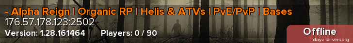 - Alpha Reign | Organic RP | Helis & ATVs | PvE/PvP | Bases
