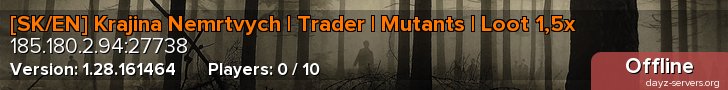 [SK/EN] Krajina Nemrtvych | Trader | Mutants | Loot 1,5x