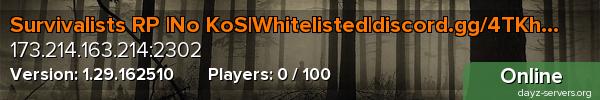 Survivalists RP |No KoS|Whitelisted|discord.gg/4TKhGdr