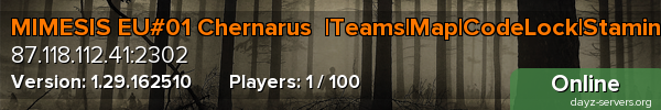 MIMESIS EU#01 Chernarus  |Teams|Map|CodeLock|Stamina|1PP
