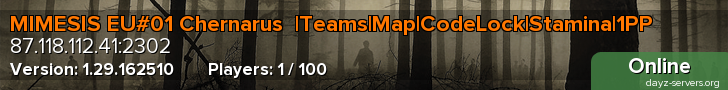 MIMESIS EU#01 Chernarus  |Teams|Map|CodeLock|Stamina|1PP