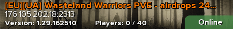 [EU][UA] Wasteland Warriors PVE - airdrops 247 AI|Heli|Ques