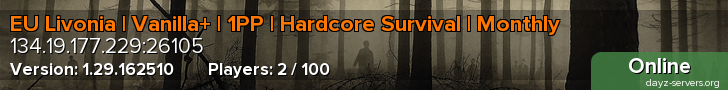 EU Livonia | Vanilla+ | 1PP | Hardcore Survival | Monthly